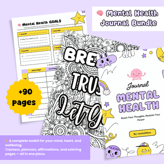 Mental Health Journal Bundle | Trackers, Planners and Self-Care Tools for Wellness