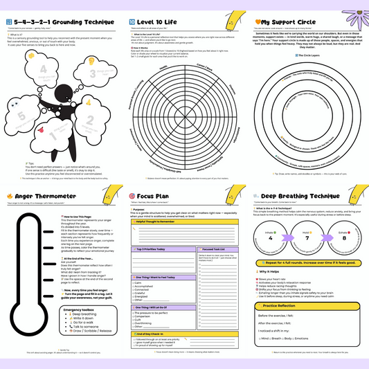 Mental Health Journal Bundle | Trackers, Planners and Self-Care Tools for Wellness